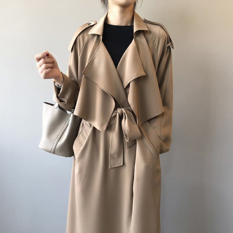 2024 Fashion Temperament Trench Coat För Kvinnor Retro Lös Kappa