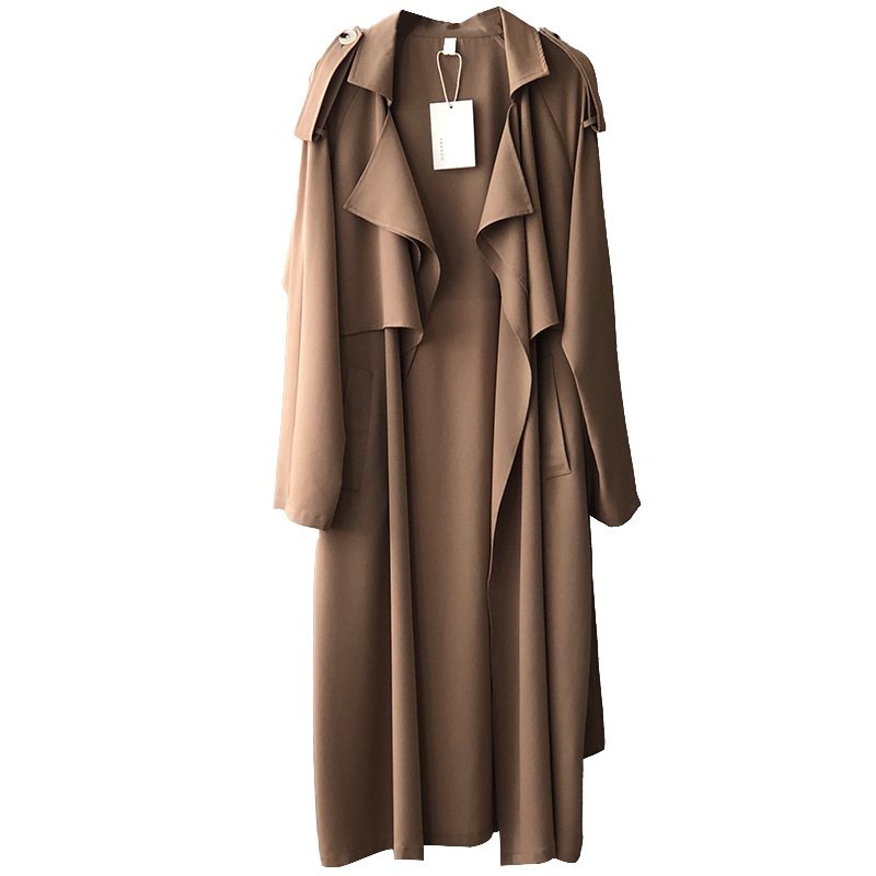 2024 Fashion Temperament Trench Coat För Kvinnor Retro Lös Kappa