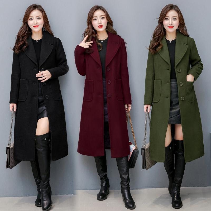 Fashion Long Knee Wool Coat Slim Fit Windbreaker Jacka