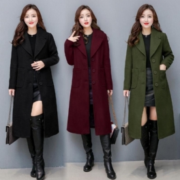 Fashion Long Knee Wool Coat Slim Fit Windbreaker Jacka