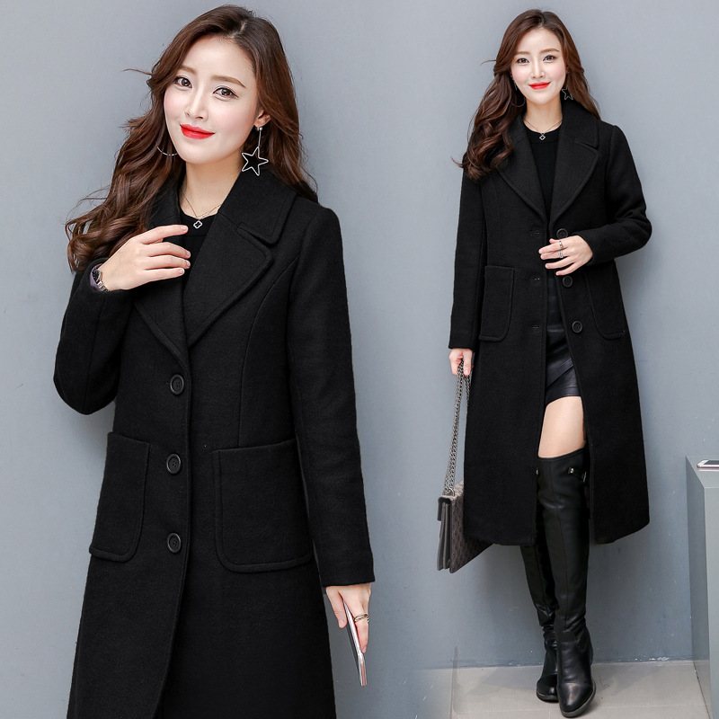 Fashion Long Knee Wool Coat Slim Fit Windbreaker Jacka