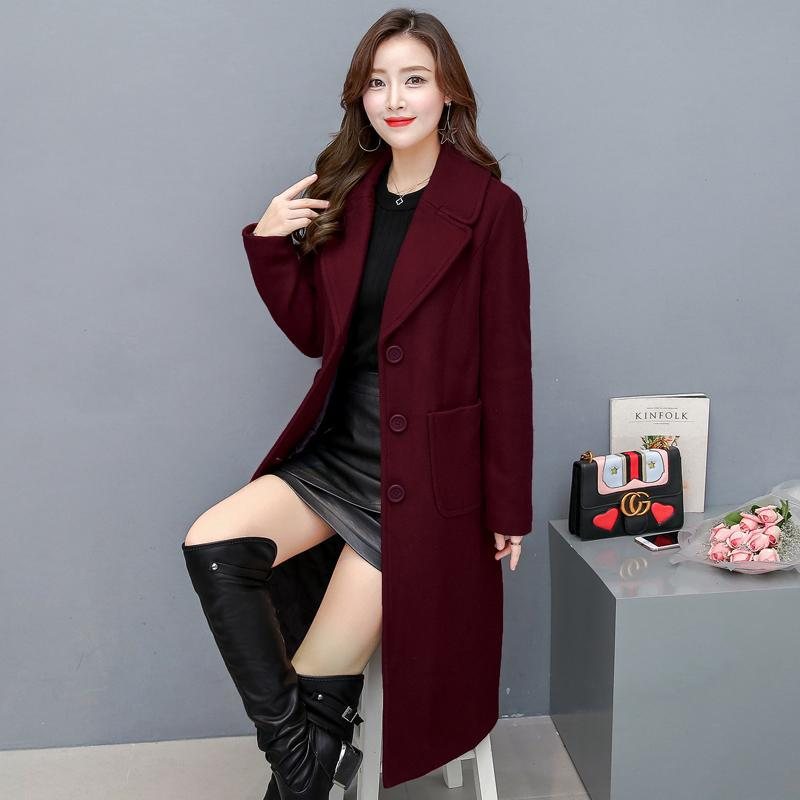 Fashion Long Knee Wool Coat Slim Fit Windbreaker Jacka