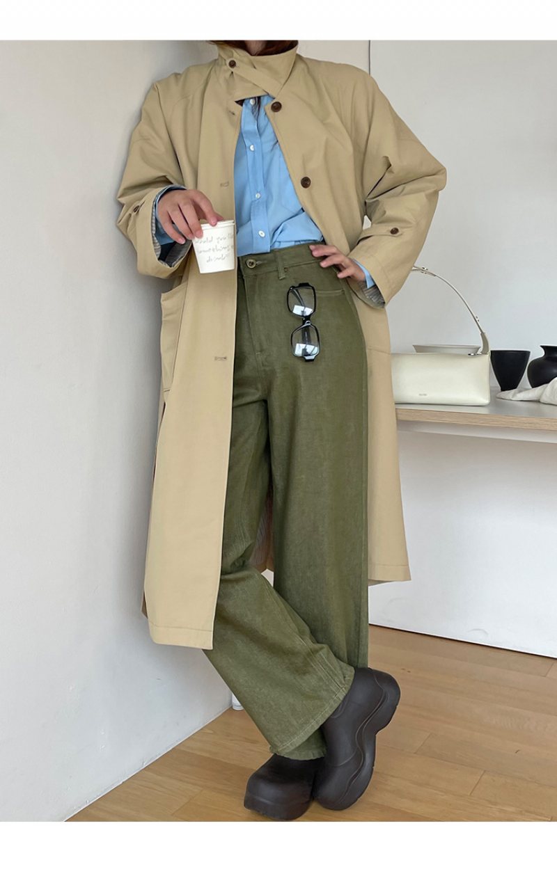 Lapel Trenchcoat För Kvinnor 2024 Lös Enkelknäppt Kappa