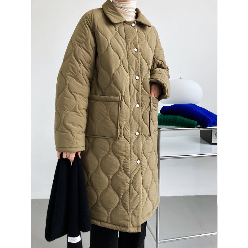 Lingge Cotton Coat Damer Medellängd 2024 Trend