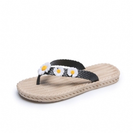 2024 Ny Blomma Sommar Flip-flops Skor Kvinnor Slitstarka Dam Platta Sandaler Tofflor Strand