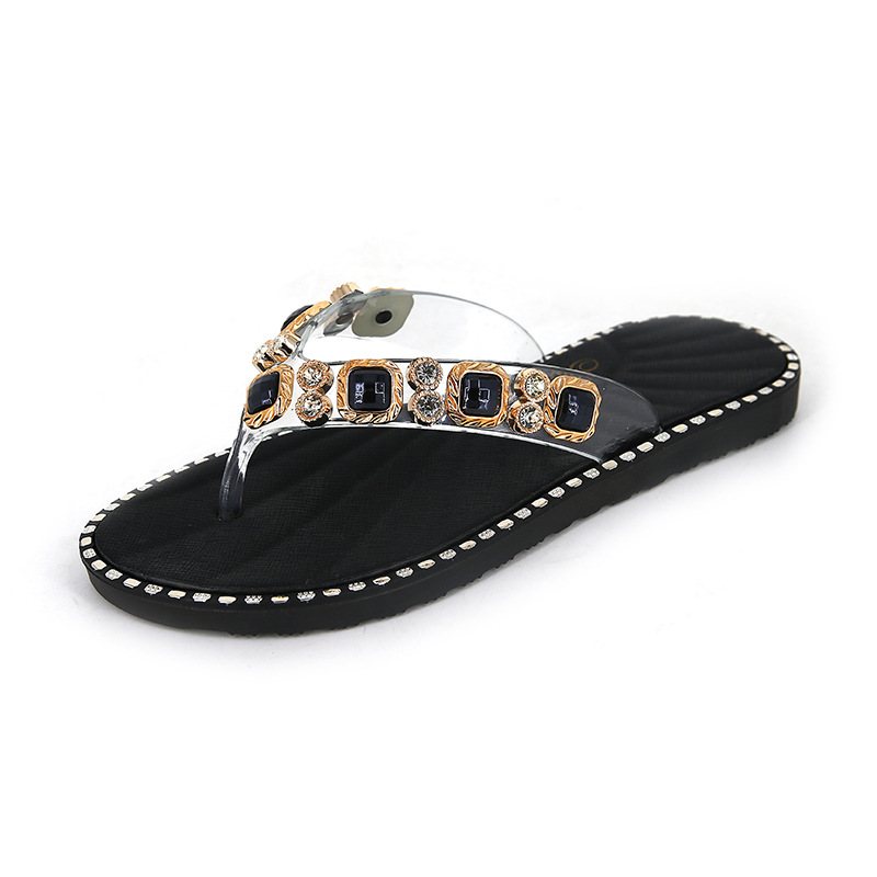 2024 Tofflor Dam Sommar Sandaler Flip Flops Rhinestone Fashion