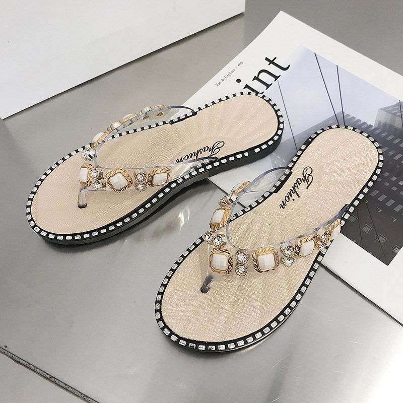 2024 Tofflor Dam Sommar Sandaler Flip Flops Rhinestone Fashion