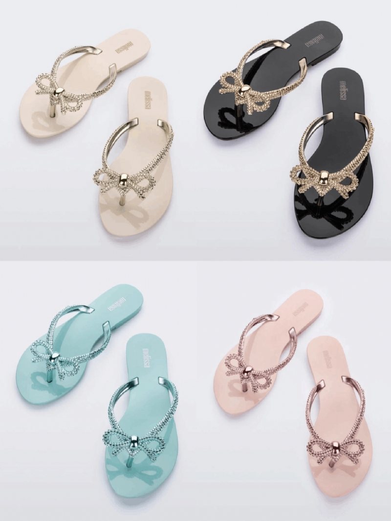 Brasilianska Melissa Kvinnliga Sandaler 2024 Nya Sommar Dam Flip Flops Rosett Semester Strand Skor Tofflor