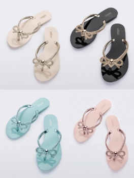 Brasilianska Melissa Kvinnliga Sandaler 2024 Nya Sommar Dam Flip Flops Rosett Semester Strand Skor Tofflor