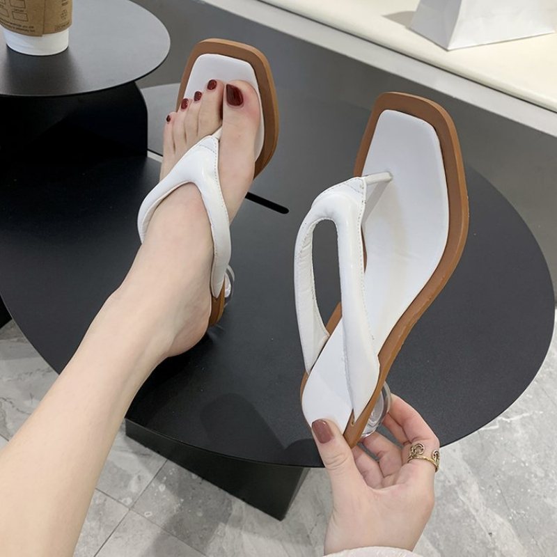 Flip-flops Dam Sommar Nya Mellanklackade Sandaler Med Hög Klack Tofflor Med Strandskor