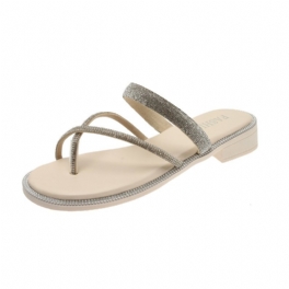 Mode Strass Tofflor Kvinnors Korsbälte Flip Flops Sommar Fairy Beach Skor