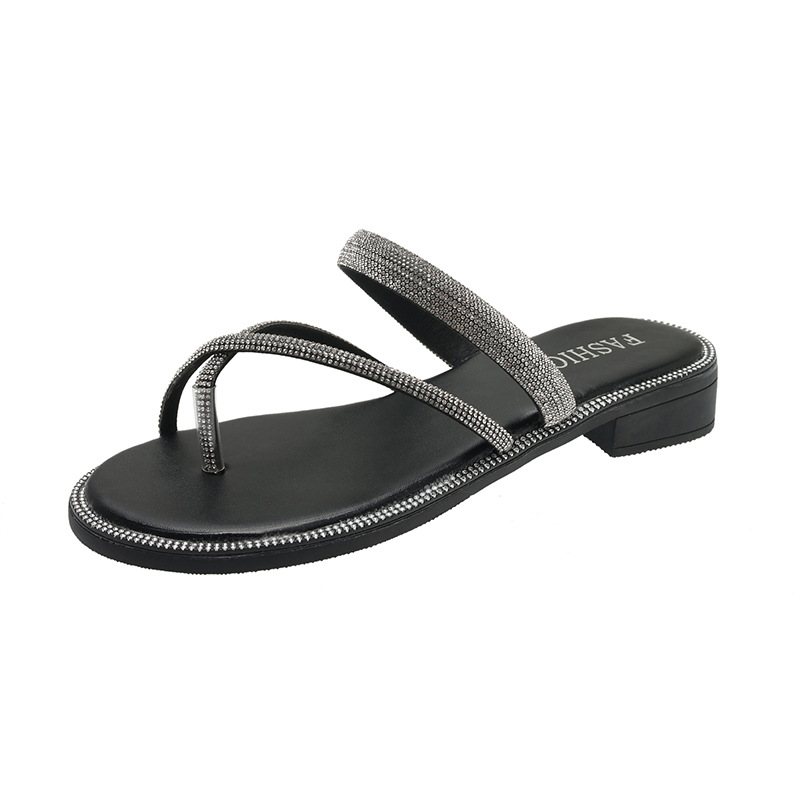 Mode Strass Tofflor Kvinnors Korsbälte Flip Flops Sommar Fairy Beach Skor