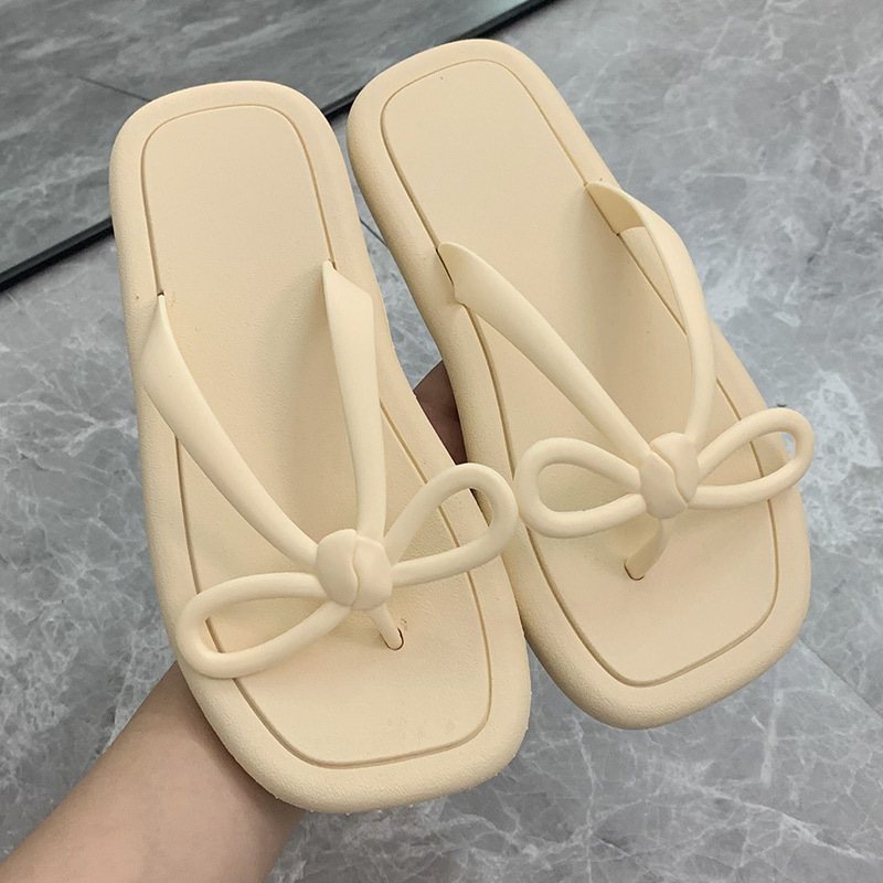 Sommar Dam Flipflops Dam Rosett Halkfria Slitstarka Sandaler Tofflor Skor Förköp