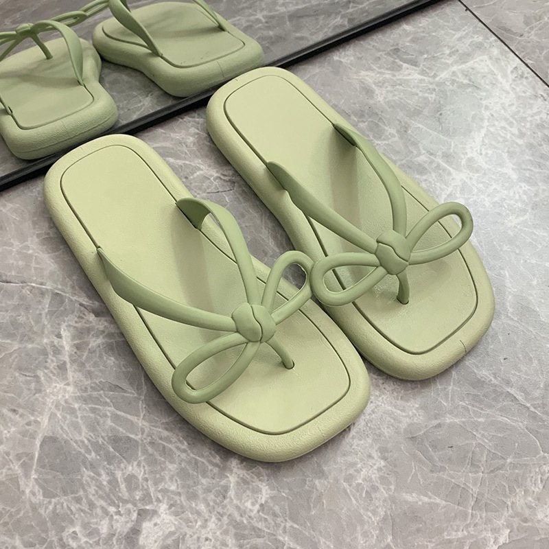 Sommar Dam Flipflops Dam Rosett Halkfria Slitstarka Sandaler Tofflor Skor Förköp