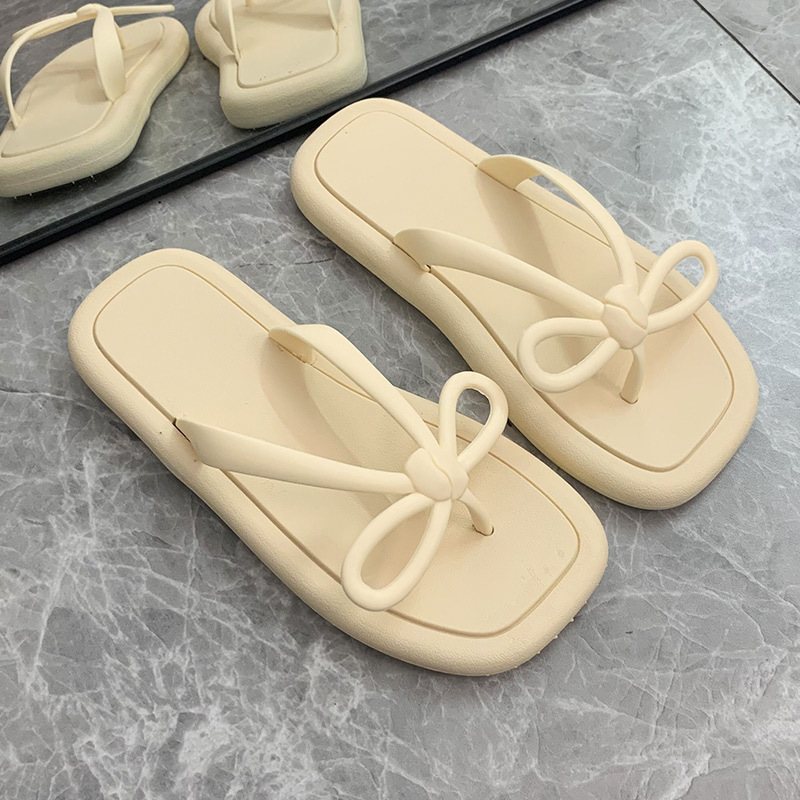 Sommar Dam Flipflops Dam Rosett Halkfria Slitstarka Sandaler Tofflor Skor Förköp