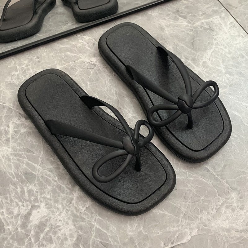 Sommar Dam Flipflops Dam Rosett Halkfria Slitstarka Sandaler Tofflor Skor Förköp