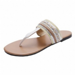 Stora Flip Flops Sandaler Dam Metallspänne Öppen Tå Bekväm Mjuk Botten Stringtrosa Platt Sommar Pinch Tofflor Skor