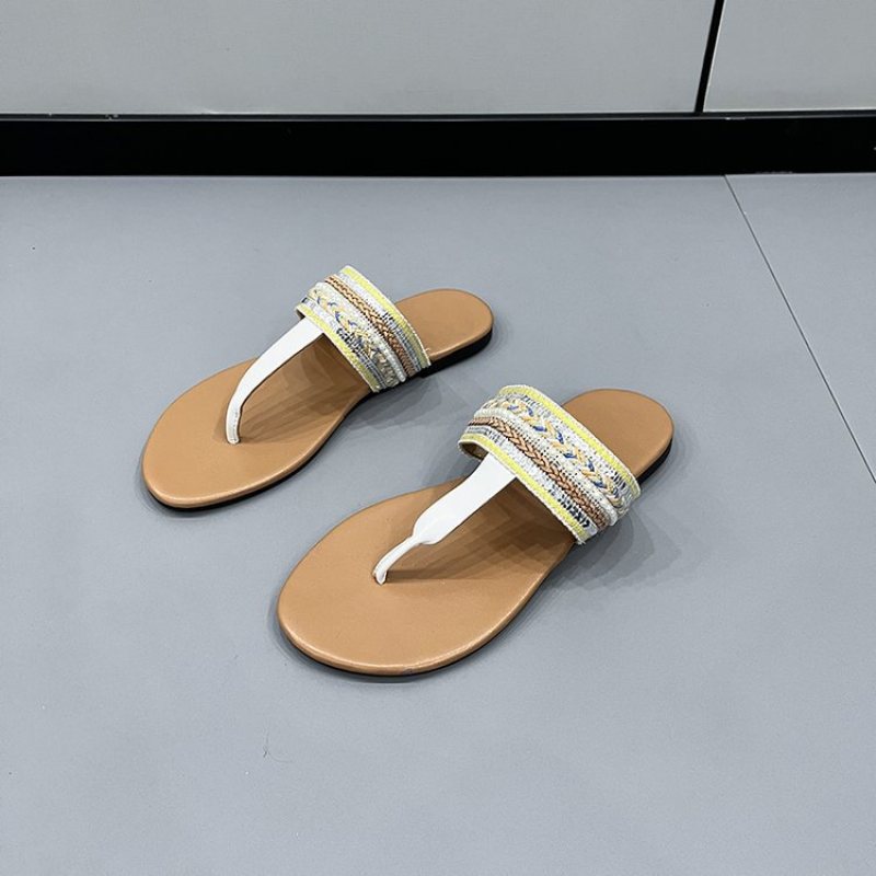 Stora Flip Flops Sandaler Dam Metallspänne Öppen Tå Bekväm Mjuk Botten Stringtrosa Platt Sommar Pinch Tofflor Skor