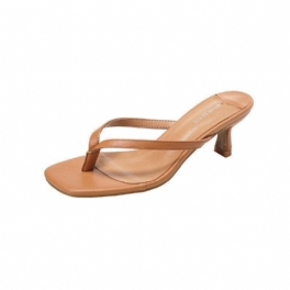 Svarta Flip-flops Dam Flipflops Högklackade Stilettflipflops Modetofflor Fyrkantiga Sandaler Sommartofflor