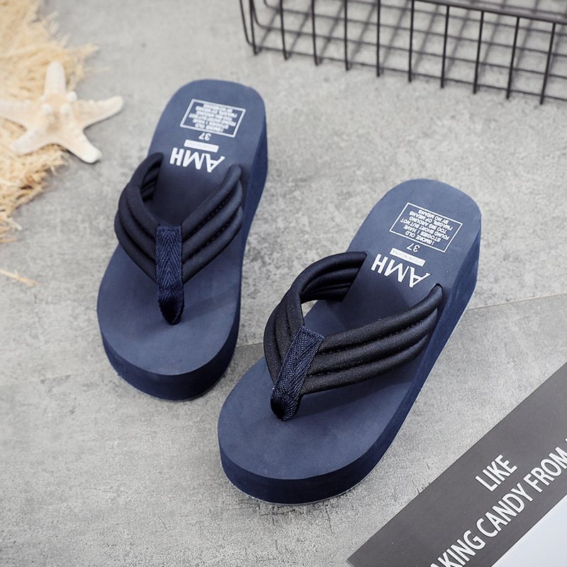 Tjockt Skärp Tjock Botten Halkfria Flip Flops Dam 6.5 cm Hög Klack