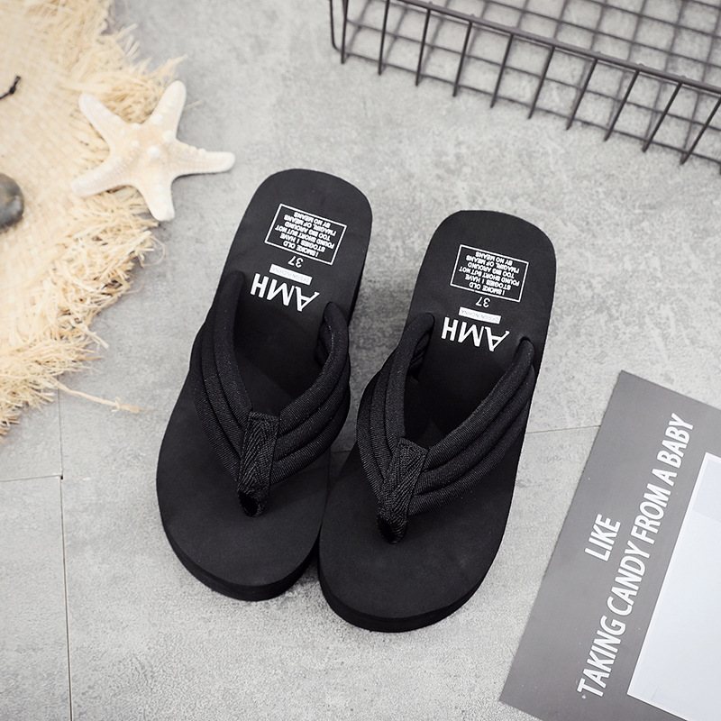 Tjockt Skärp Tjock Botten Halkfria Flip Flops Dam 6.5 cm Hög Klack