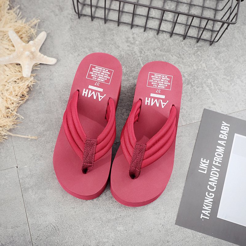 Tjockt Skärp Tjock Botten Halkfria Flip Flops Dam 6.5 cm Hög Klack