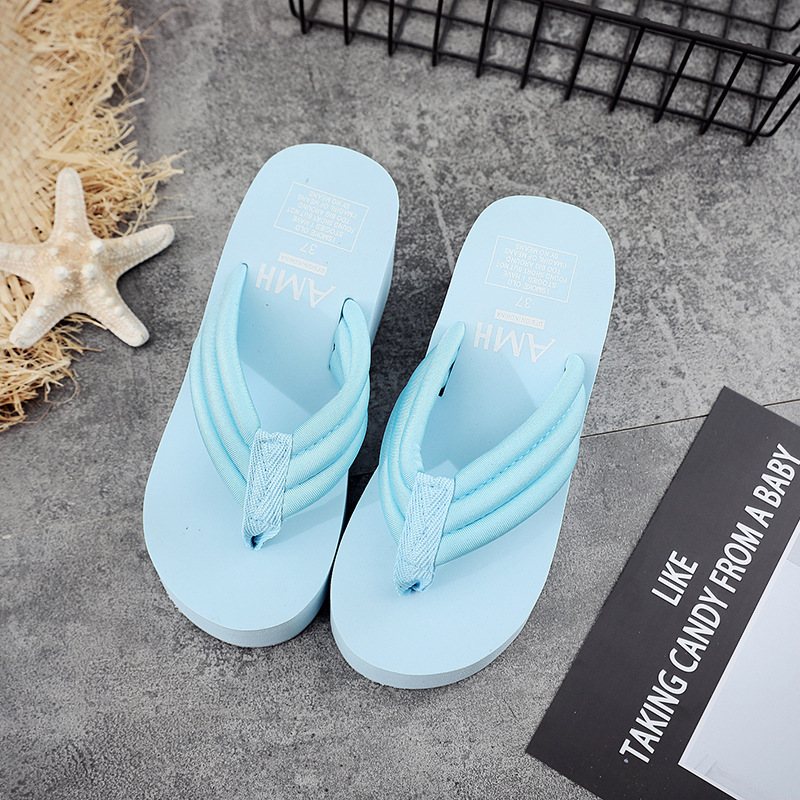 Tjockt Skärp Tjock Botten Halkfria Flip Flops Dam 6.5 cm Hög Klack