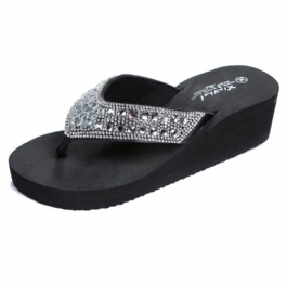 Tofflor Dam Sommar Strass Sandaler Skor Tjejer Mode Semester Strand Kil Plattform Flip Flops