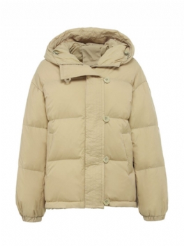 Kvinnors Dunjacka Kort Casual Varm Huva Vit Duck Down Breadcoat