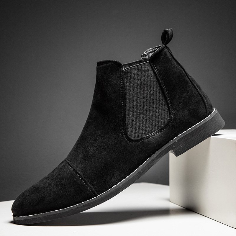 Chelsea Boots Herr Höga Martin-stövlar Mid-top Spetsiga Tå Korta Stövlar Herrskor Höst Herrstövlar