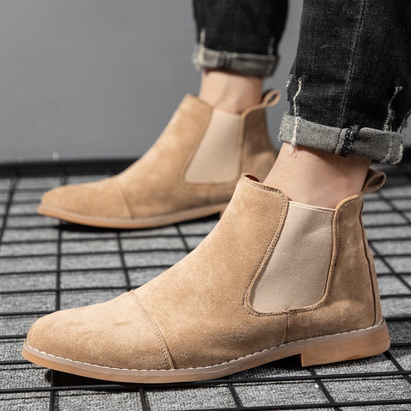 Chelsea Boots Herr Höga Martin-stövlar Mid-top Spetsiga Tå Korta Stövlar Herrskor Höst Herrstövlar