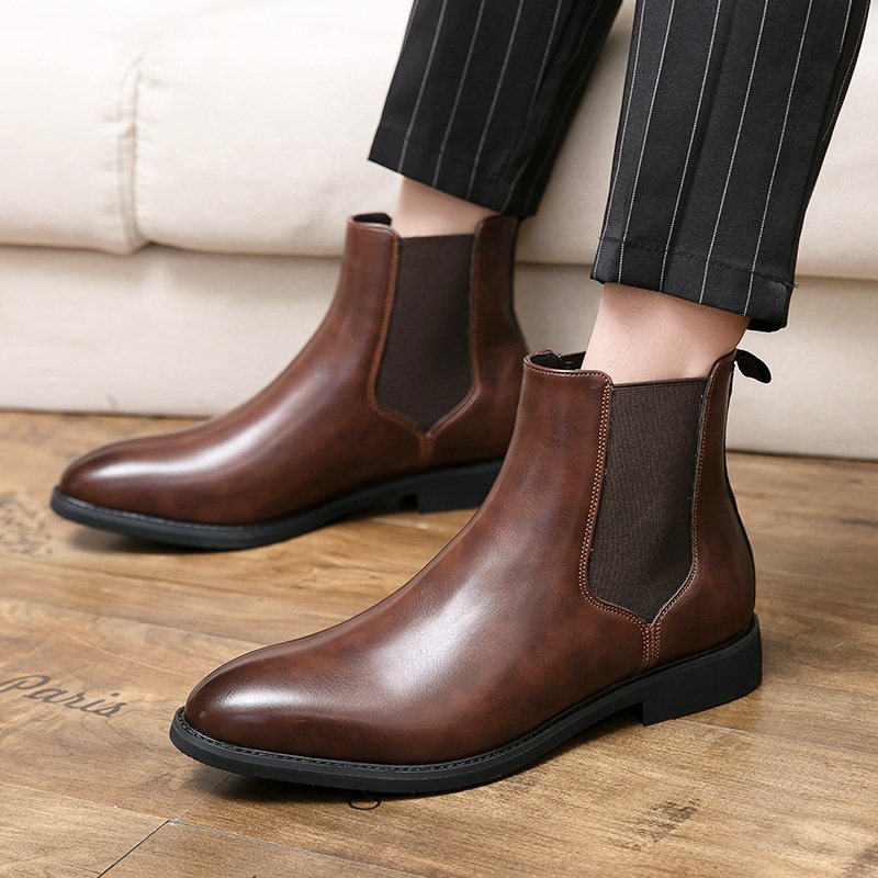 Höst Och Vinter Plus Sammetsläderstövlar Stor Storlek Mode Chelsea Boots Trendiga Ankelboots Herrsneakers