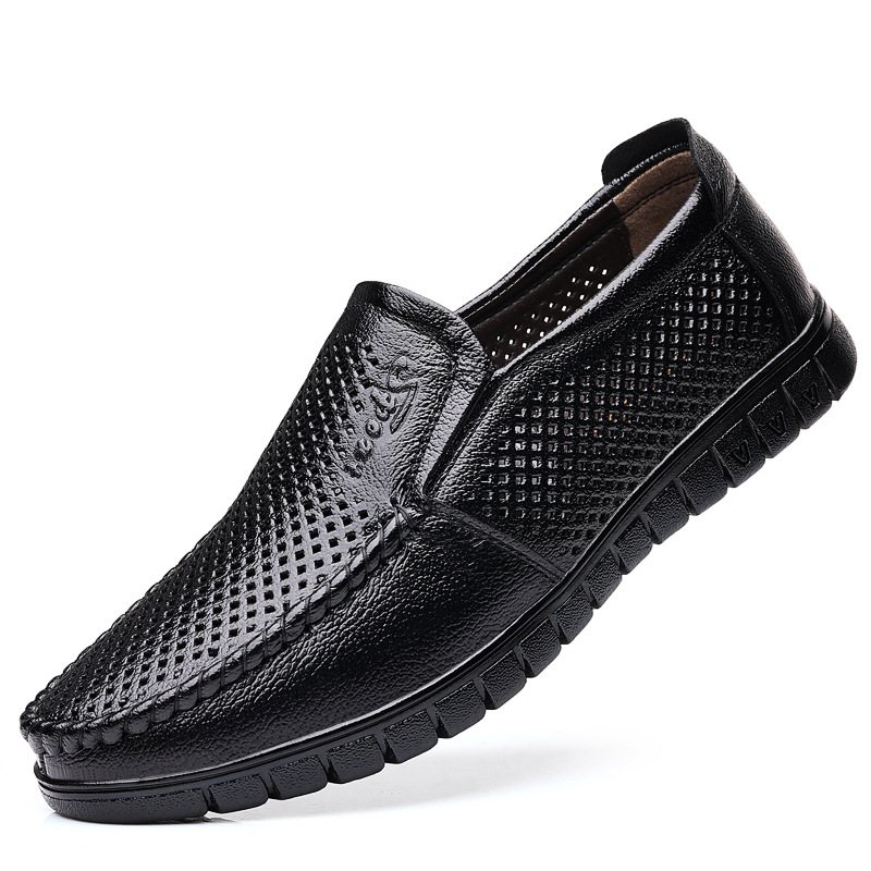 Nya Sommarsandaler Casual Läder Hollow Dress Shoes Business Andas Sandaler Herr