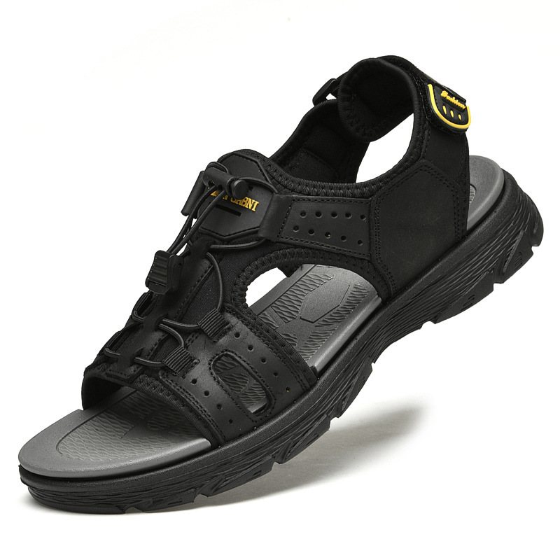 Sandaler Herr 2024 Sommar Utomhus Casual Tofflor Strandskor Läder Stor Storlek Herrskor Trend