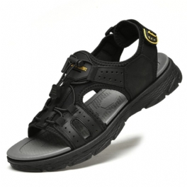 Sandaler Herr 2024 Sommar Utomhus Casual Tofflor Strandskor Läder Stor Storlek Herrskor Trend