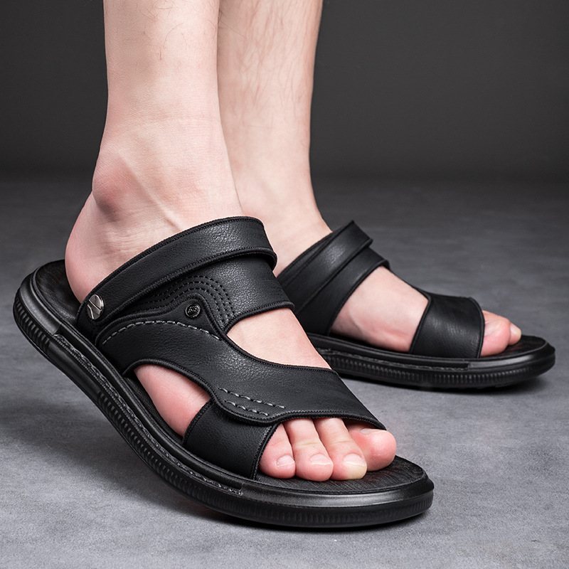 Sandaler Herr Sommar Nya Tofflor Skor Utomhus Dubbel Användning Latex Halkfria Fritids Strandskor Trend