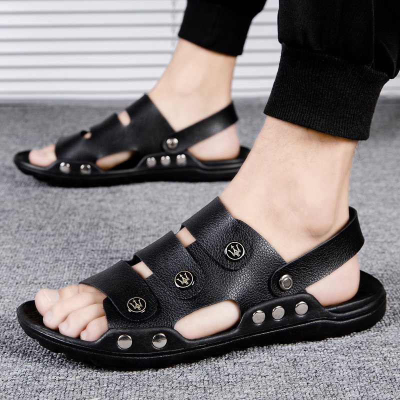 Sandaler Plus Size Casual Shoes Open Toe Beach Herrsandaler Mjuk Sula Sommartofflor Dual Purpose