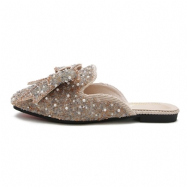 Baotou Tofflor Dam Sommarmode Strass Sandaler Skor Platt Botten Stor Storlek Damskor 41-43