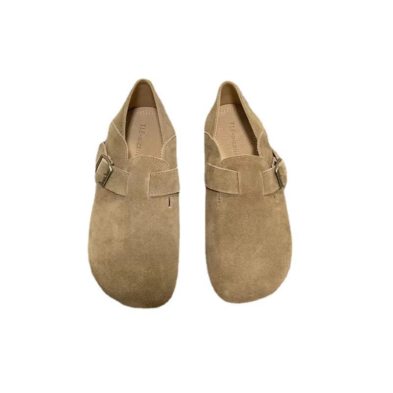 Retro Doudou Skor Dam Vår Och Höst Nya Sena Mjuk Botten Rund Tå Platta Casual Slip-on