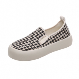 Slip-on Tjocksulade Peas Shoes Dam 2024 Våren Nytt Mode Rut Bekväma Casual Platta Skor